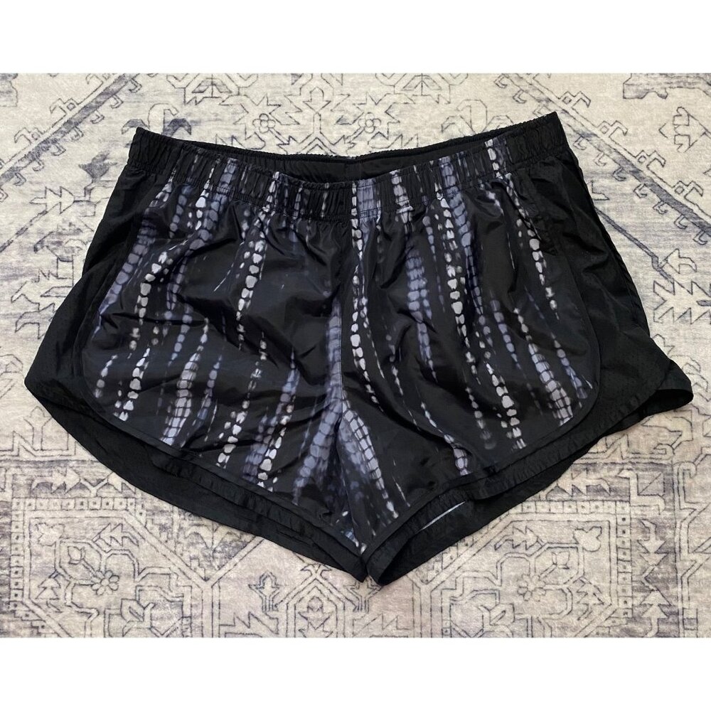 Athletic Works Black & Gray Patterned Running Shorts‎ XL 16-18 Lightweight Lined